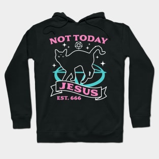 Not Today Jesus - Black Cat Pastel Goth Hoodie